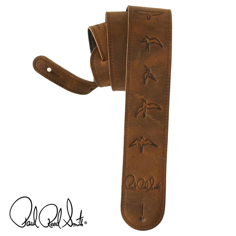 PRS 2.5&quot; Embossed Leather Birds Strap-Distressed Brown
