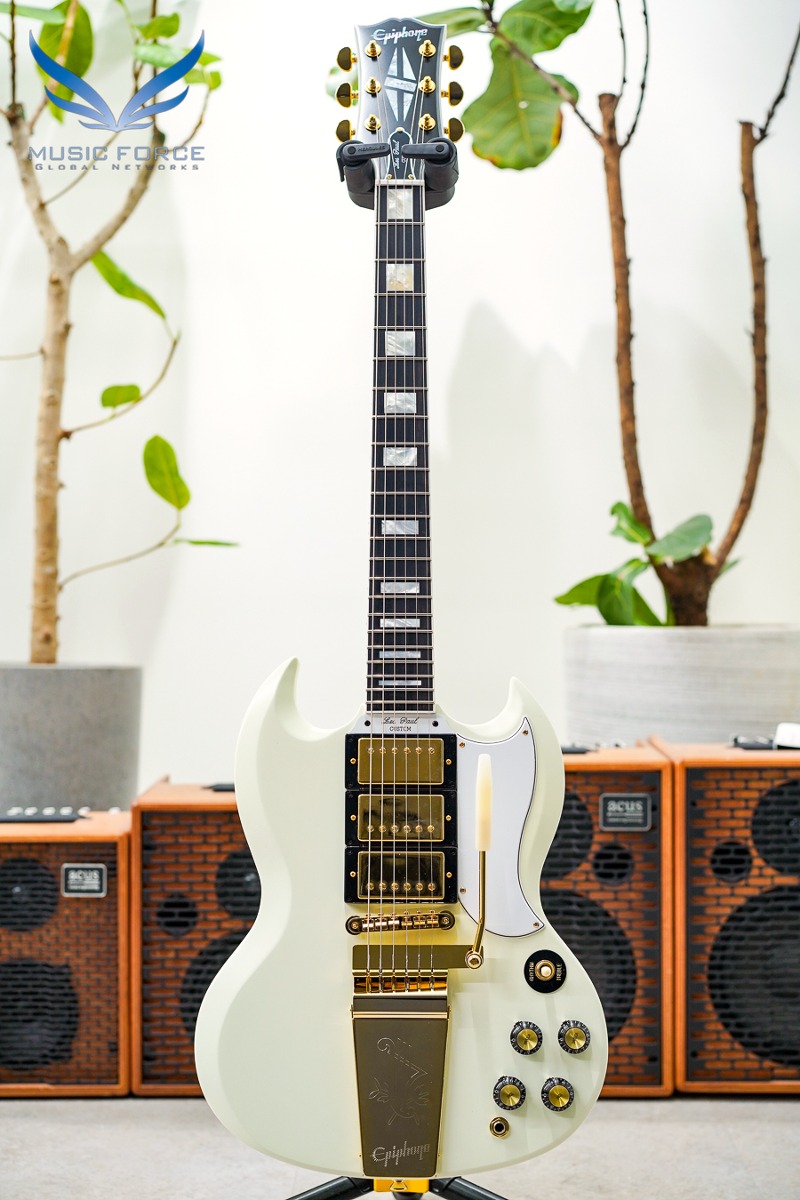 Epiphpne Inspired By Gibson Custom Shop 1963 Les Paul SG Custom Maestro Vibrola-Classic White (신품) - 23121528352