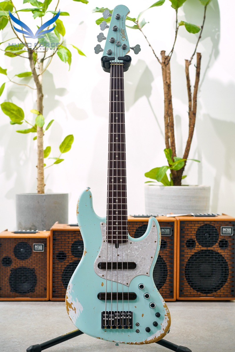 Xotic XJ-1T 5 String Heavy Aged-Sonic Blue (Custom Color) w/White Pearl Pickguard, Matching Headstock &amp; Gold HW (Made in Japan/2023년산/신품) - 2758