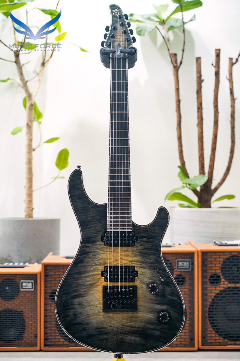 Mayones Regius 4Ever 7 Flame Maple Top(3A Grade) 7현-Trans Natural Fade Black Burst Out Gloss w/Match Headstock &amp; Ebony FB (신품) - RP2302246