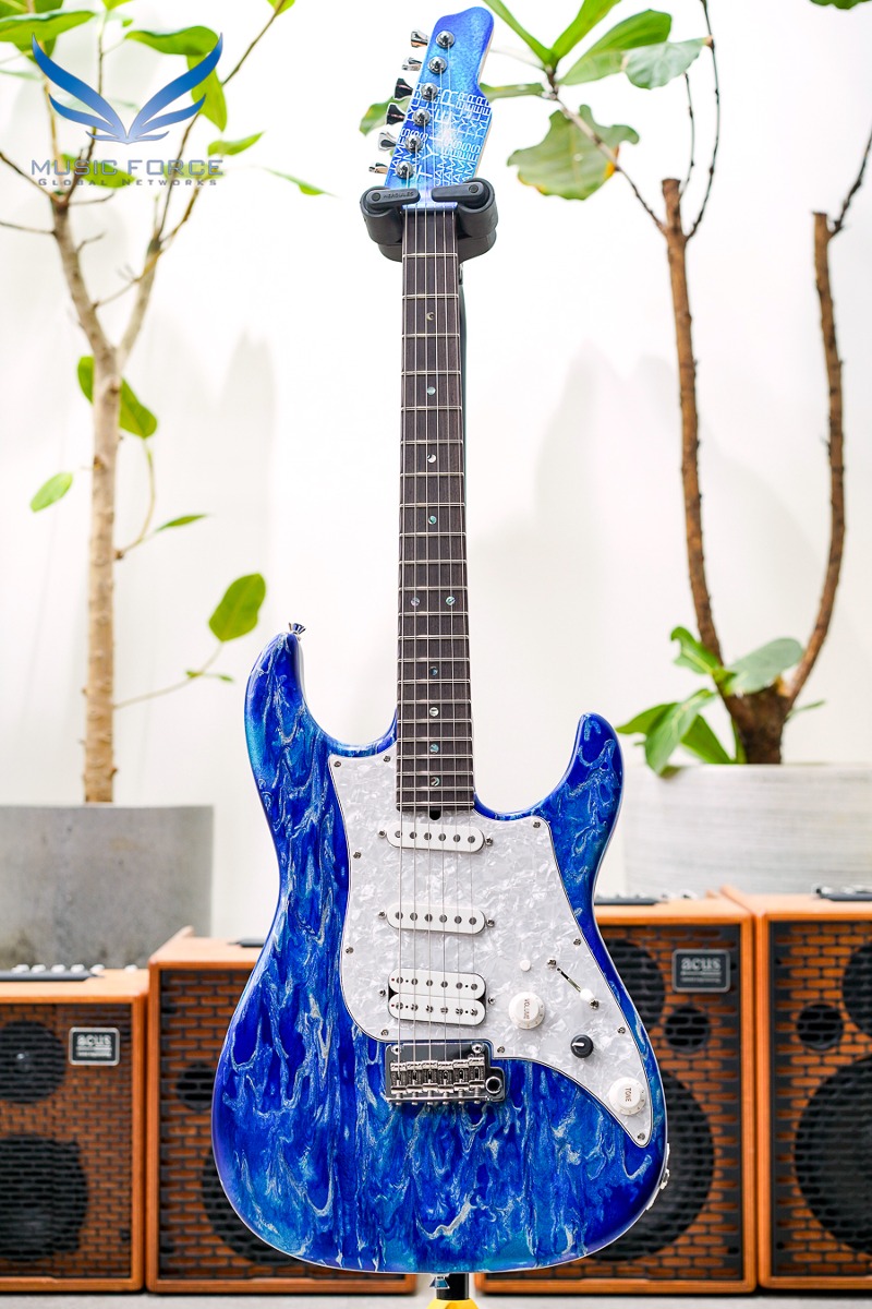 James Tyler Japan Studio Elite HD SSH-Blue Opal Shmear w/Faux Matching Headstock, White Pearl PG, Rosewood FB, Midboost &amp; Bypass Button (2023년산/신품) - J23133