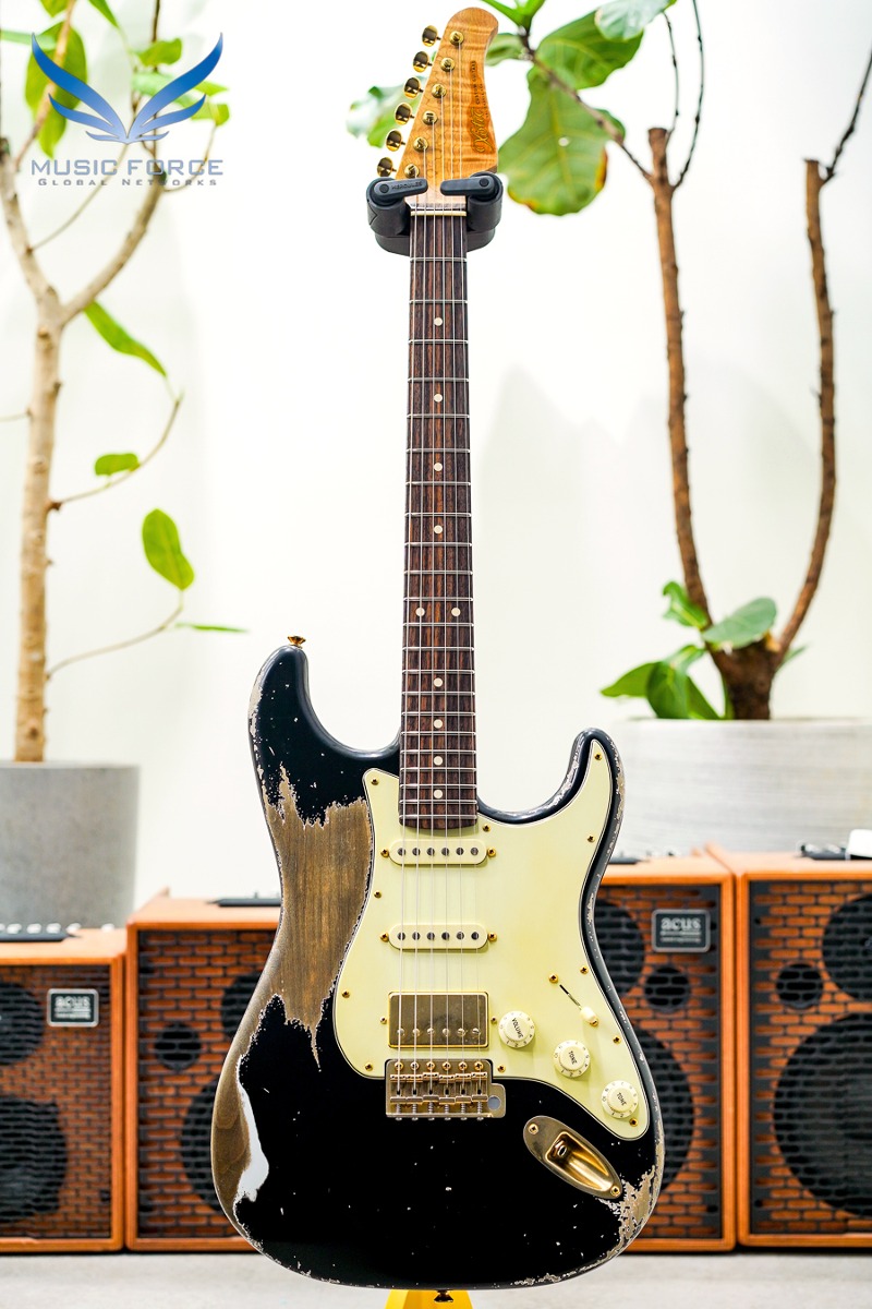 Xotic USA California Classic XSC-2 SSH Super Heavy Aging-Black w/Roasted Flame Maple Neck, Indian Rosewood FB &amp; Gold Hardware(2024년산/Made in USA/신품) - 3458