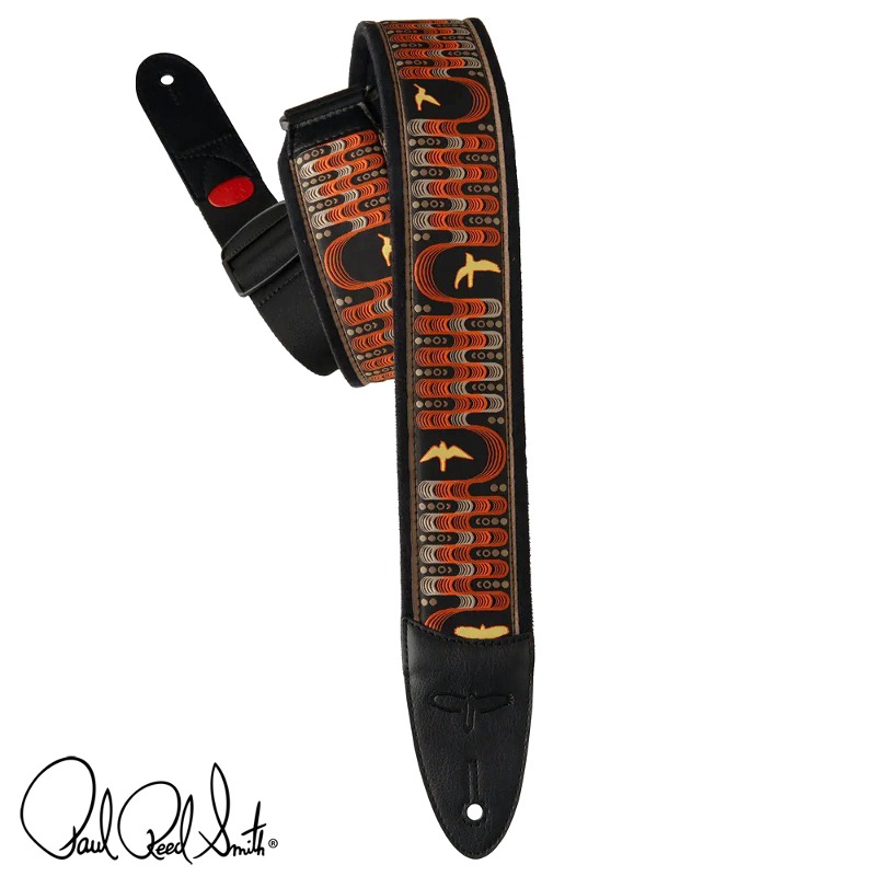 PRS 2.4&quot; Padded Guitar Strap with FLASH Custom Jacquard Birds - Red